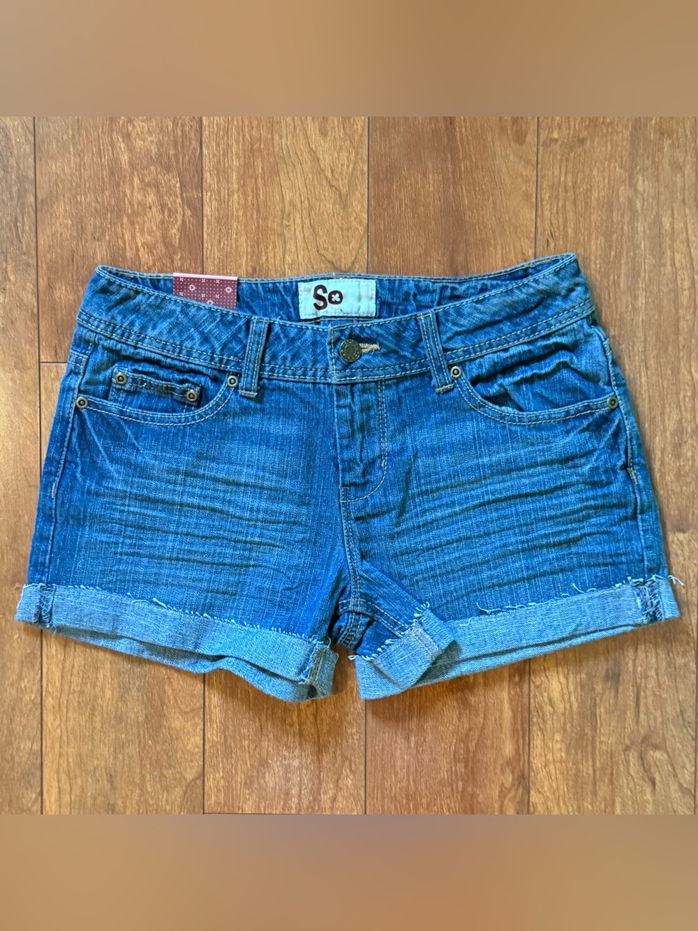 NWT SO Raw Edge Denim Cuffed Shorts